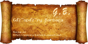Gáspáry Barbara névjegykártya